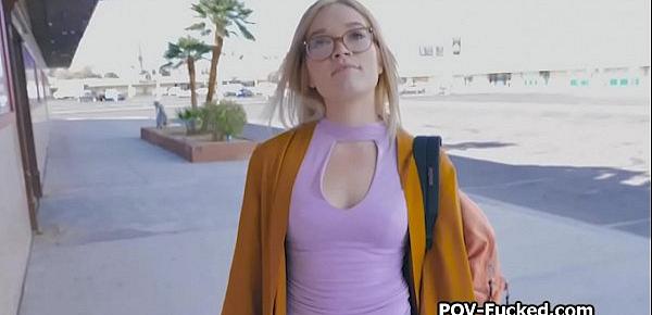  Blonde librarian wants to earn extra on pov video